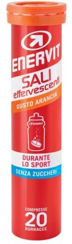 Enervit , Sali Effervescenti, Gusto Arancia, per l'Integrazione Sportiva, Riduce la Stanchezza, con Magnesio, Vitamina B6 e Vitamina C, Tubo da 20 Compresse