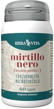 ERBA VITA Integratore Alimentare Di Mirtillo Nero 60 Capsule Fonte naturale di antocianosidi