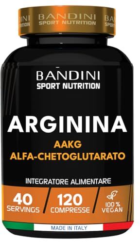 BANDINI ® ARGININA AAKG Alfa-Ketoglutarato in Rapporto 2:1-120 Compresse 100% Vegan (1000mg per compressa) Integratore di L-Arginina Alpha Chetoglutarato per Sportivi per Pre Workout potente