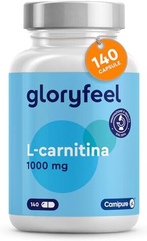 Gloryfeel L-Carnitina Integratore, 2.000mg Carnitina Capsule con Premium Carnipure®, Integratore Sportivo con Tartrato di Carnitina, Energia e Recupero Muscolare, 140 Capsule, 100% Vegan