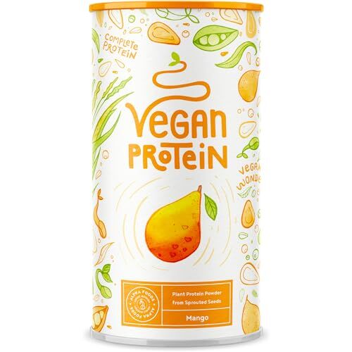 Alpha Proteine Vegane MANGO Proteine vegetali di soia, piselli e semi Proteine in Polvere pre workout and post workout integratori palestra 600g vegan protein con aroma naturale