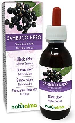 Naturalma Sambuco nero (Sambucus nigra) fiori e frutti Tintura Madre analcoolica    Estratto liquido gocce 120 ml   Integratore alimentare   Vegano