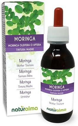 Naturalma Moringa (Moringa oleifera o M. aptera) foglie Tintura Madre analcoolica    Estratto liquido gocce 100 ml   Integratore alimentare   Vegano