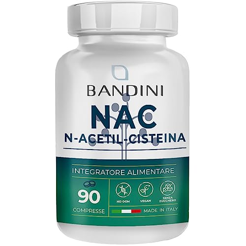 BANDINI ® NAC N-Acetil-Cisteina 600mg – 90 Compresse con Acetyl Cisteina Fornitura 3 mesi Altamente Dosato Sostiene le Difese Immunitarie Precursore del Glutatione Senza Additivi & 100% Vegan