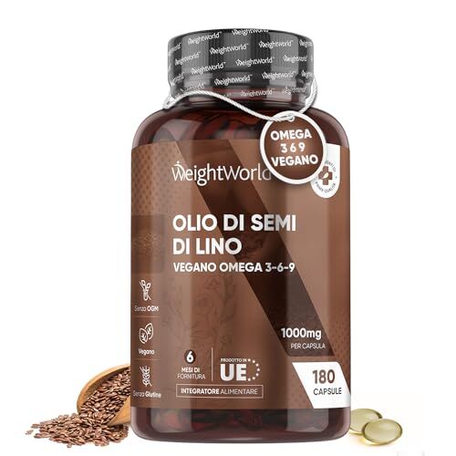 WeightWorld Olio di Semi di Lino 1000mg Fornisce Omega 3 6 9, 180 Softgel (6 Mesi), Omega 3 Vegan, Olio di Lino Spremuto a Freddo da Semi di Lino Macinati, Alternativa Vegana ad Integratori Omega 3 Olio di Pesce