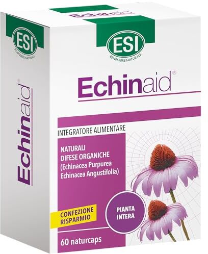 ESI Echinaid, Integratore Alimentare a Base di Echinacea, Favorisce le Difese Immunitarie Contro i Malanni Tipici della Stagione Invernale, Senza Glutine e Vegan, 60 Naturcaps