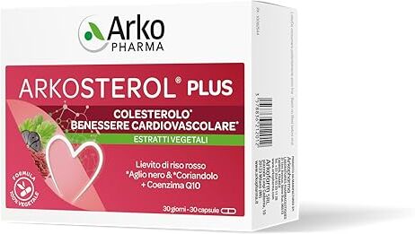 Arkopharma Arkosterol Plus Integratore Alimentare per Colesterolo Con Lievito di Riso Rosso, Aglio nero, Coriandolo, Coenzima Q10, Policosanoli 1 confezione da 30 Capsule