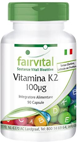 fairvital Vitamina K2 100mcg, menachinone naturale, MK-7, vegan, 90 capsule