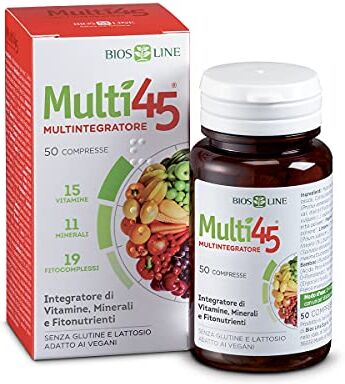 Bios Line Multi45 MULTINTEGRATORE Integratore di Vitamine, Minerali e Fitonutrienti (50 Compresse)