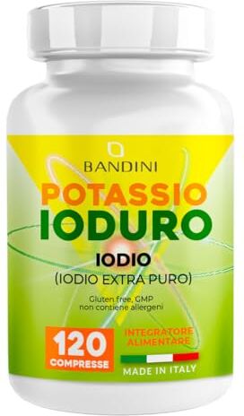 BANDINI ® IODURO DI POTASSIO 225 mcg (PER COMPRESSA) 120 Compresse di IODIO KI PURO Integratore Alimentare facilmente Deglutibile ad Alto Dosaggio Senza Glutine, GMP, Lattosio ed OGM 100% Vegan