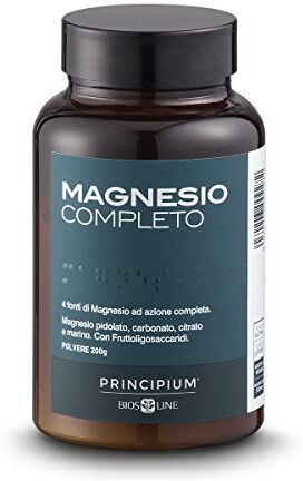 Bios Line Principium, 4 fonti di magnesio ad azione completa, Integratore anti stress, Senza glutine e lattosio (200g)