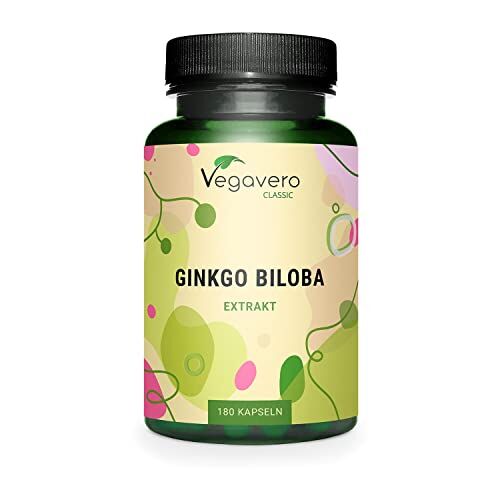 Vegavero GINKGO BILOBA ®   estratto 50:1   24% di Glucosidi Flavonoidi e 6% di Terpenoidi   Circolazione, Memoria & Concentrazione   Senza Additivi   180 capsule   Vegan