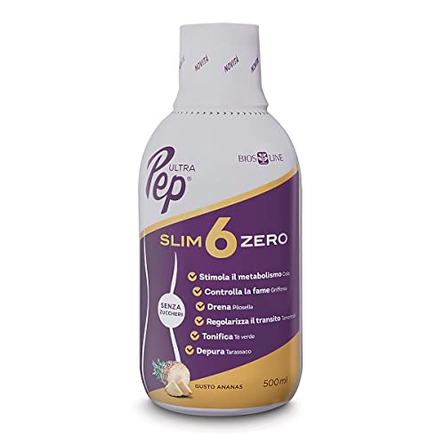 Bios Line Ultra Pep® Slim 6 Zero, Integratore Alimentare Senza Zuccheri, Coadiuvante per la Perdita di Peso, Senza Glutine e Lattosio, 500 ml (Ananas)