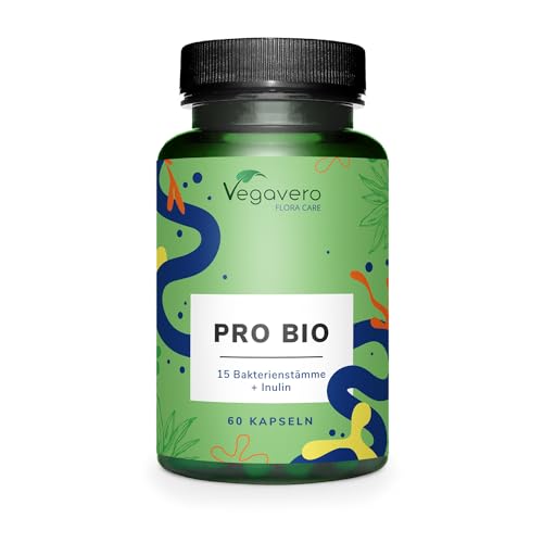 Vegavero Fermenti Lattici Probiotici BIO ®   con Prebiotici da Inulina Biologica   per Flora Intestinale e Microbioma   Fermenti dalla Germania   Vegan   60 capsule Gastroresistenti