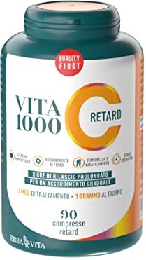 ERBA VITA VitaC 1000 Retard 90 Compresse Vitamina C Integratore alimentare a base di vitamina C a rilascio prolungato di 8 ore per un assorbimento graduale