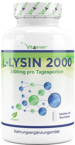 Vit4ever L-Lisina 2000-160 compresse 1000 mg per UNA compressa Vegan L-lisina HCL, cellulosa microcristallina (agente di carica)