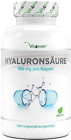 Vit4ever Acido ialuronico 120 capsule altamente dosate con 500 mg 500-700 kDa Vegetale da fermentazione Vegan