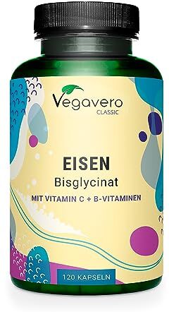 Vegavero Integratore FERRO 30mg   con Vitamina C, Acido Folico, B12, B2, B6   Anemia, Mestruazioni, Stanchezza, Difese Immunitarie   Senza Additivi   Vegan   ®