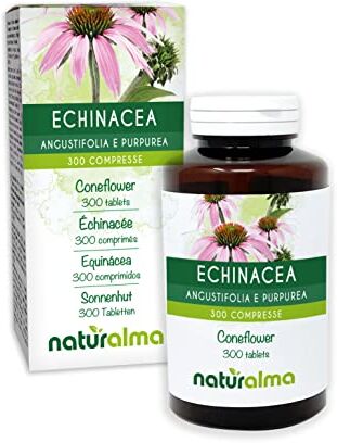 Naturalma Echinacea (Echinacea angustifolia e purpurea) erba e radici    150 g   300 compresse da 500 mg   Integratore alimentare   Naturale e Vegano