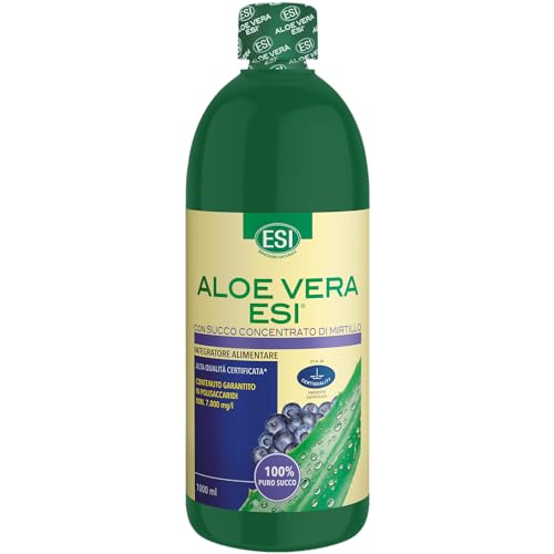 ESI Aloe Vera, Integratore Alimentare con Succo Concentrato di Mirtillo, per il Benessere del Sistema Digerente, Ricco di Vitamine A e C, Senza Glutine e Vegan, 1000 ml