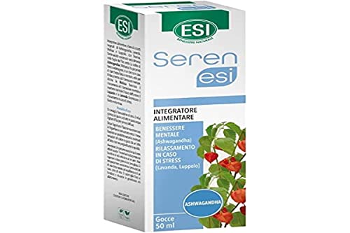 ESI Seren Gocce, Integratore Alimentare in Gocce a Base di Ashwaganda, Melissa e Lavanda, Favorisce il Relax e Contrasta lo Stress, Gusto Mela Rossa, Senza Glutine e Vegano, 50 ml