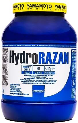 YAMAMOTO NUTRITION Hydro RAZAN® new formula integratore alimentare a base di proteine del siero del latte idrolizzate Optipep® 90 con aggiunta di probiotici ed enzimi digestivi gusto Cioccolato 2000 g