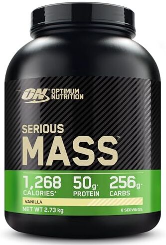 Optimum Nutrition Serious Mass Proteine in Polvere ad Alto Contenuto Calorico per Aumentare il Peso, con 25 Vitamine e Minerali, Creatina Monoidrato e Glutammina, Gusto Vaniglia, 8 Dosi, 2,73 kg