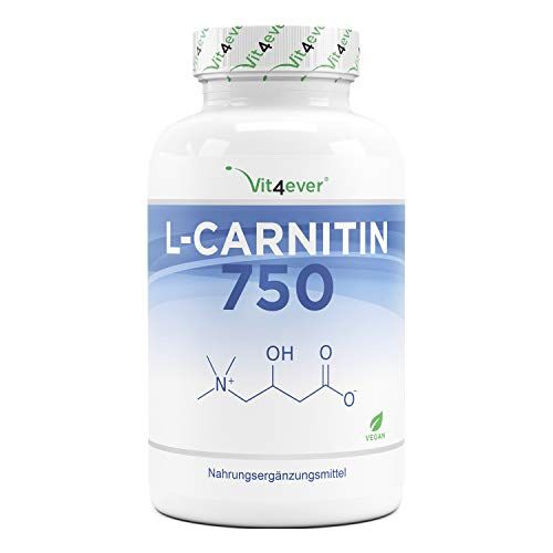 Vit4ever L-Carnitina 180 capsule vegane Altamente dosato con 3000 mg per porzione giornaliera Premium: 100% L-Carnitina Tartrato senza additivi Vegan