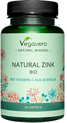 Vegavero ZINCO Naturale ®   con Vitamina C da Acerola   100% BIOLOGICO   Difese Immunitarie e Dermatite   Orgavitaz®   60 capsule   Vegan