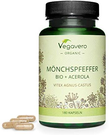 Vegavero Agnocasto BIO ®   Integratore Ciclo Mestruale e Squilibrio Ormonale   Vitex Agnus Castus Estratto 4:1   Senza additivi e Testato per Pesticidi   180 capsule   Vegan