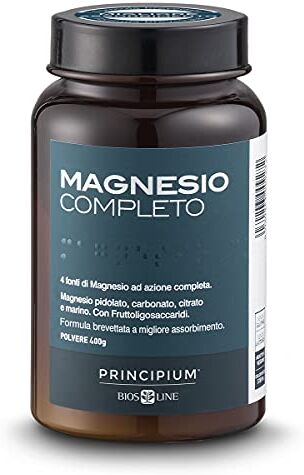 Bios Line BIOSLINE Principium, Magnesio completo Brevettato con miglior assorbimento, Gusto agrumi, 4 fonti di magnesio ad azione completa, Integratore anti stress, 400 g di in polvere solubile