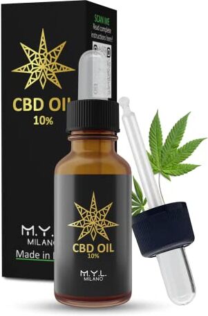 M.Y.L. Olio CBD 10% Canapa(1000mg Puro)-10ml-100% Naturale-Made in Italy,Benefico per Dolori e Sonno