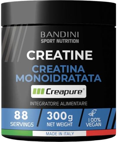 BANDINI ® Creatina CREAPURE® Monoidrata in Polvere Pura Integratore per Allenamento, Sport, Palestra e Pre Workout Include Dosatore 100% Vegan A base di Creatine Monoidrato