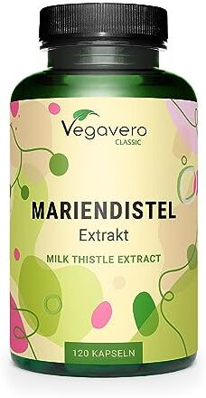 Vegavero Cardo Mariano FEGATO   1.000 mg (Estratto 35:1)   con 80% di Silimarina e 30% di Silibinina   Disintossicante Fegato   Altamente dosato   120 capsule   Senza Additivi   Vegan   ®