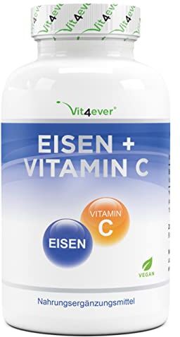 Vit4ever Ferro 365 compresse con 40 mg di ferro puro + vitamina C naturale Materia prima premium: bisglicinato di ferro (chelato di ferro) Altamente dosato Vegano