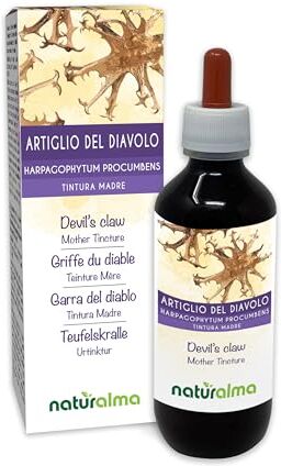 Naturalma Artiglio del diavolo (Harpagophytum procumbens) radici Tintura Madre analcoolica    Estratto liquido gocce 200 ml   Integratore alimentare   Vegano