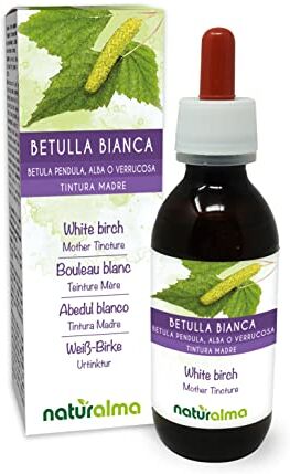 Naturalma Betulla bianca (Betula pendula, alba o verrucosa) foglie Tintura Madre analcoolica    Estratto liquido gocce 100 ml   Integratore alimentare   Vegano