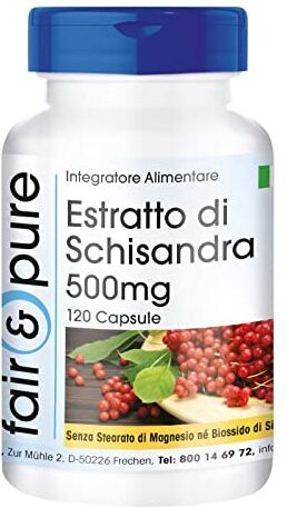 Pure ® Schisandra Polvere in capsule Estratto di Schisandra chinensis 500mg Vegan 9% schisandrina 120 Capsule