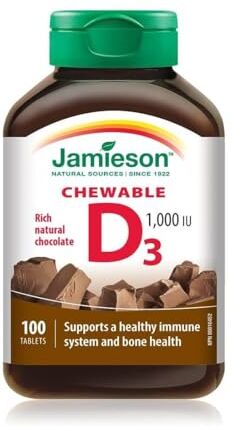 Jamieson Vitamin D 1,000IU Chewable Chocolate 100 Tablets