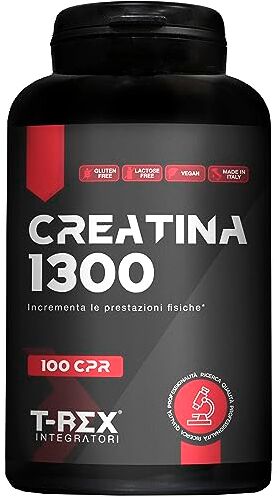 Rex Creatina Micronizzata Monoidrata 100 compresse da 1300mg Integratore alimentare per massa muscolare e boost energetico pre workout