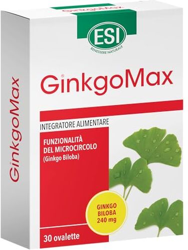 ESI GinkgoMax, Integratore Alimentare a Base di Ginkgo Biloba, Favorisce le Funzionalità Cognitive e il Corretto Microcircolo, Senza Glutine e Vegetariano, 30 Ovalette