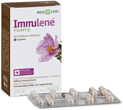 Bios Line Immulene Forte, Integratore Alimentare, Sostiene Le Difese Immunitarie e Contribuisce Alle Funzionalità Delle Vie Respiratorie, 60 Capsule Vegetali