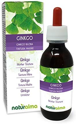 Naturalma Ginkgo (Ginkgo biloba) foglie Tintura Madre analcoolica    Estratto liquido gocce 120 ml   Integratore alimentare   Vegano