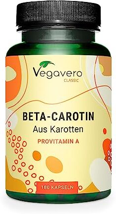 Vegavero Betacarotene per ABBRONZATURA FORTE   per 6 Mesi   100% Naturale da Estratto di Carota   Beta Carotene con Vitamina A 1167 mcg   Senza Additivi Artificiali   Acceleratore Abbronzatura   Vegan