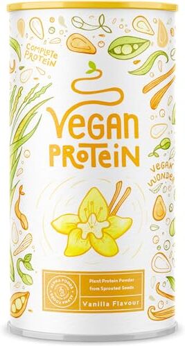 Alpha Proteine Vegane VANIGLIA Proteine vegetali di soia, piselli e semi Proteine in Polvere pre workout and post workout integratori palestra 600g vegan protein con aroma naturale