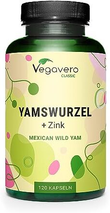 Vegavero Igname Selvatico ®   1000 mg di estratto di Mexican Wild Yam   con 20% di Diosgenina e Zinco   Menopausa, disturbi del Ciclo Mestruale ed Equilibrio Ormonale   120 capsule   No OGM   Vegan