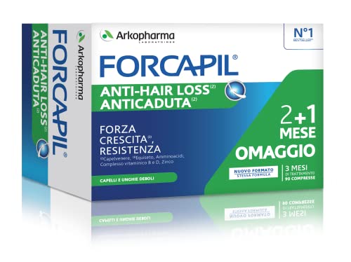 Arkopharma Forcapil Anticaduta Integratore Alimentare per Capelli Con Capelvenere, Equiseto, Vitamine B5, B6, B8, B9 e Zinco Vitamina B8 e Zinco Promo Pack 1 Confezione da 90 Compresse