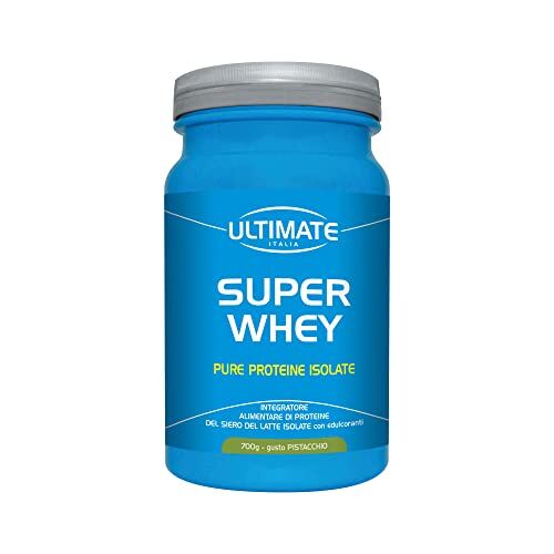 ULTIMATE ITALIA Super Whey 700g gusto pistacchio Proteine del siero del latte isolate e microfiltrate per un'assimilazione rapida e completa, senza glutine