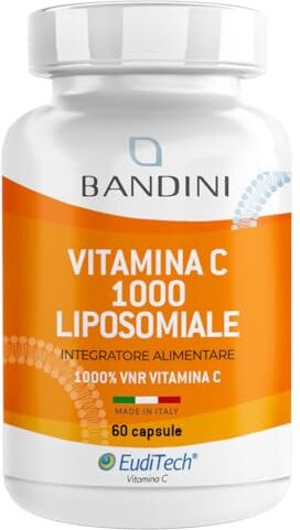 BANDINI ® Vitamina C Liposomiale 800mg ad Alto Dosaggio   60 Capsule Vegan (1 Mese)   Vitamin C Concentrata Acido Ascorbico da Fermentazione del Mais   Integratore Difese Immunitarie   NO OGM