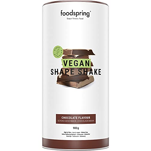 foodspring Vegan Shape Shake, Cioccolato, 900 g, Il tuo delizioso frullato sostituto del pasto ricco di proteine a base vegetale per perdere peso*